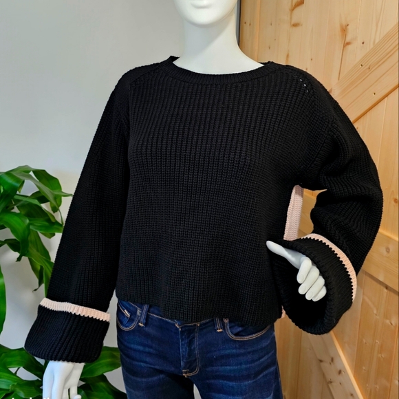 TOPSHOP size 8‎ cropped thick knit two-tone sweater - Picture 2 of 8